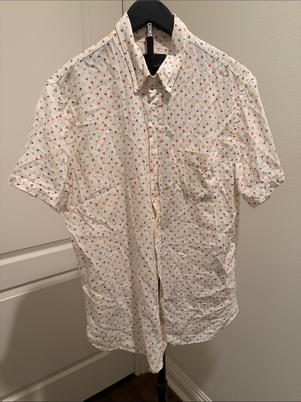 Rails Men's Short-Sleeve Button-Up Shirt - White with Multicolor Floral Print